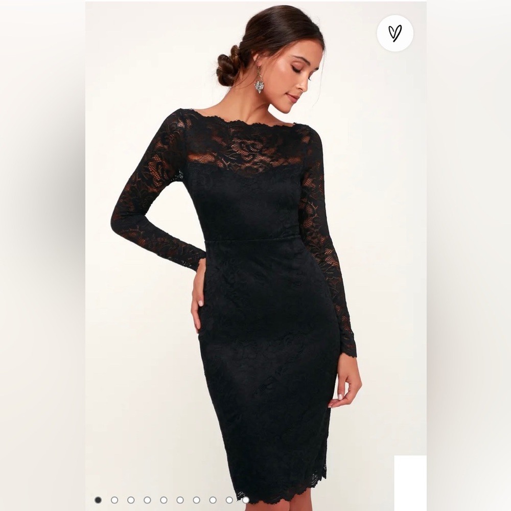 Margalo Black Lace Long Sleeve Cocktail Dress